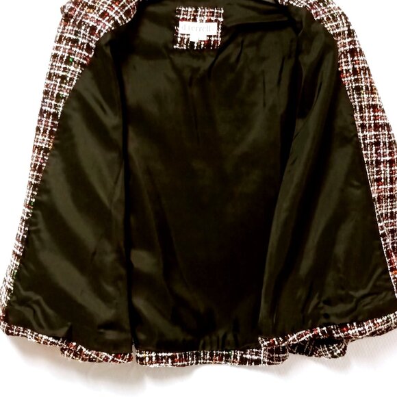 D. Terrell Women's Tweed Shawl Jacket Size 8 Multicolored Cotton Blend Collared - Picture 4 of 12